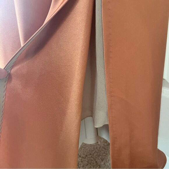 Nanushka Narita Satin Double Strap Dress In Apricot Medium NEW MSRP $665 - Picture 11 of 15